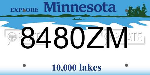 8480ZM Minnesota License Plate