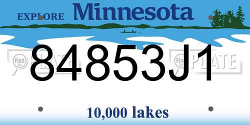 84853J1 Minnesota License Plate