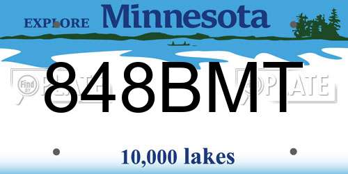 848BMT Minnesota License Plate