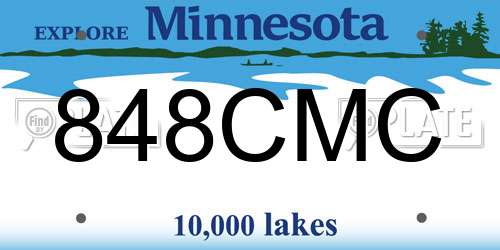 848CMC Minnesota License Plate