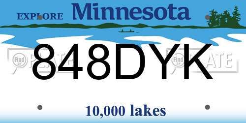848DYK Minnesota License Plate