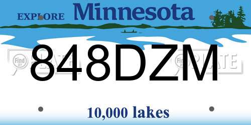 848DZM Minnesota License Plate