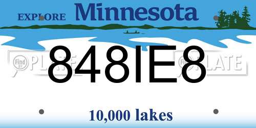 848IE8 Minnesota License Plate