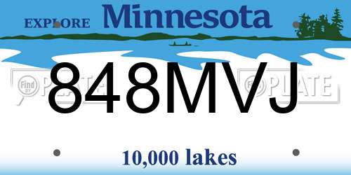 848MVJ Minnesota License Plate
