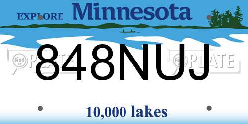 848NUJ Minnesota License Plate