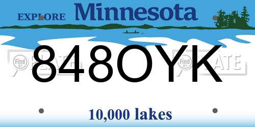 848OYK Minnesota License Plate