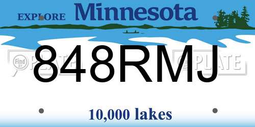 848RMJ Minnesota License Plate