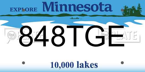 848TGE Minnesota License Plate