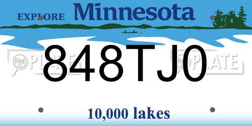 848TJ0 Minnesota License Plate