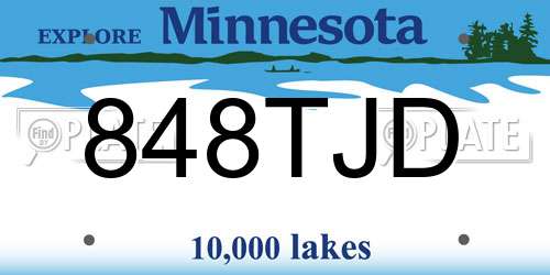 848TJD Minnesota License Plate