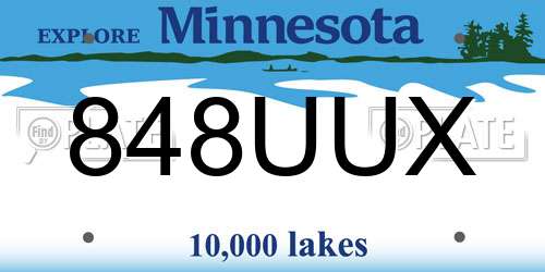 848UUX Minnesota License Plate