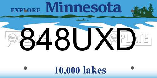 848UXD Minnesota License Plate