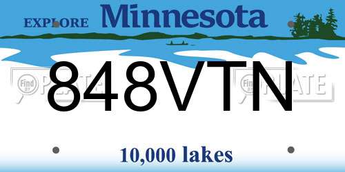848VTN Minnesota License Plate