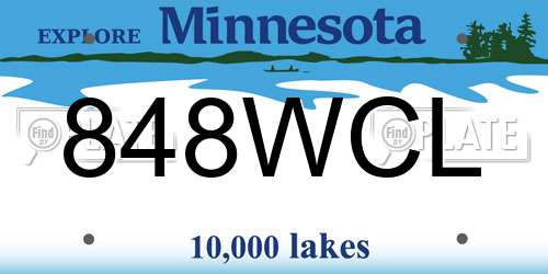 848WCL Minnesota License Plate