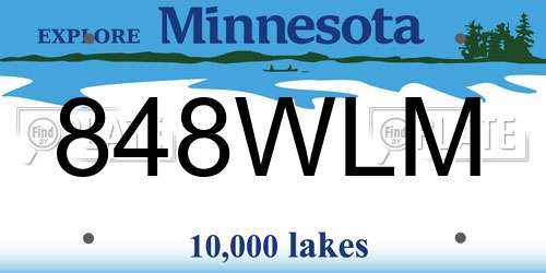 848WLM Minnesota License Plate