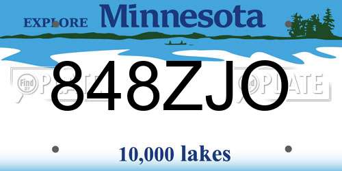 848ZJO Minnesota License Plate