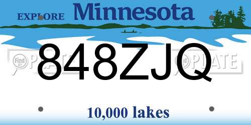 848ZJQ Minnesota License Plate