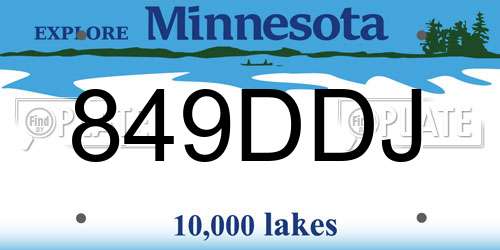 849DDJ Minnesota License Plate