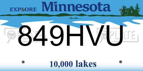 849HVU Minnesota License Plate