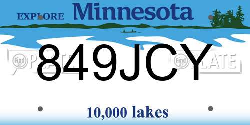 849JCY Minnesota License Plate