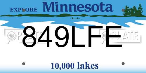 849LFE Minnesota License Plate