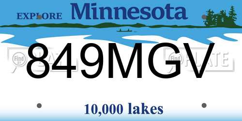 849MGV Minnesota License Plate