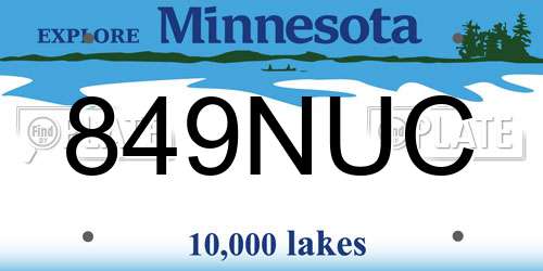 849NUC Minnesota License Plate