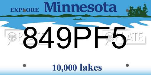 849PF5 Minnesota License Plate