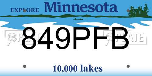 849PFB Minnesota License Plate