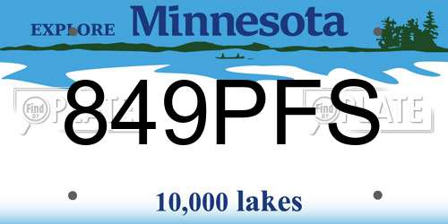 849PFS Minnesota License Plate