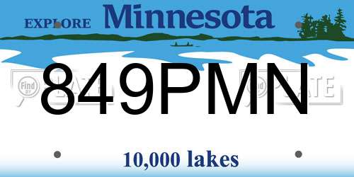 849PMN Minnesota License Plate