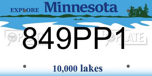 849PP1 Minnesota License Plate
