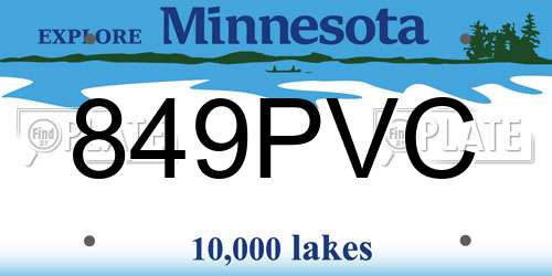 849PVC Minnesota License Plate