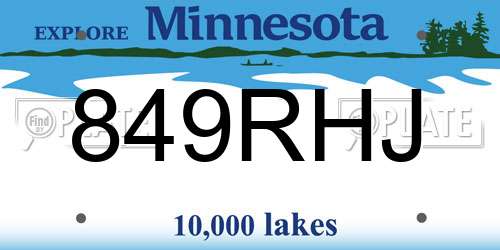 849RHJ Minnesota License Plate