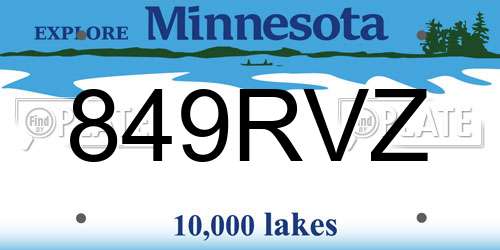 849RVZ Minnesota License Plate