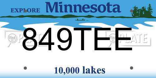 849TEE Minnesota License Plate