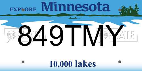 849TMY Minnesota License Plate