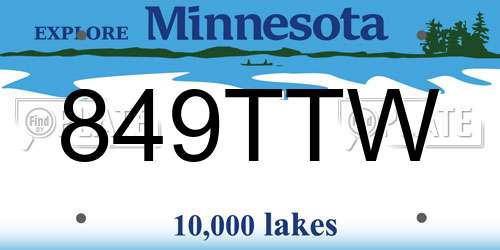 849TTW Minnesota License Plate