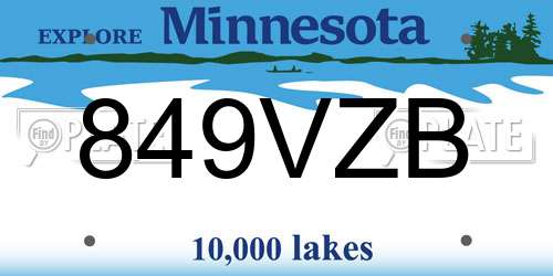 849VZB Minnesota License Plate