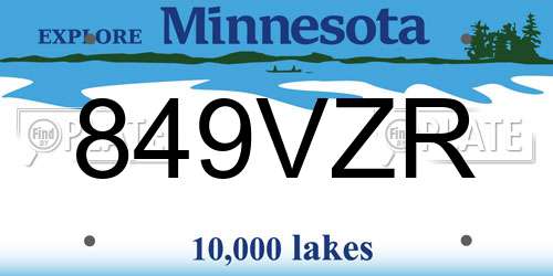 849VZR Minnesota License Plate
