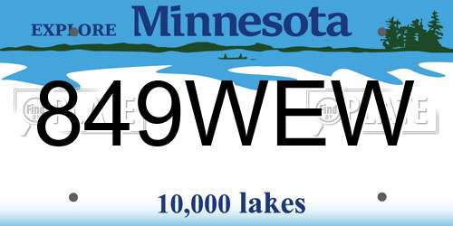 849WEW Minnesota License Plate