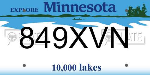 849XVN Minnesota License Plate