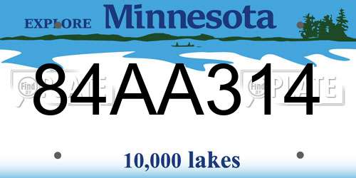 84AA314 Minnesota License Plate