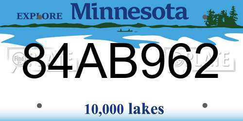 84AB962 Minnesota License Plate