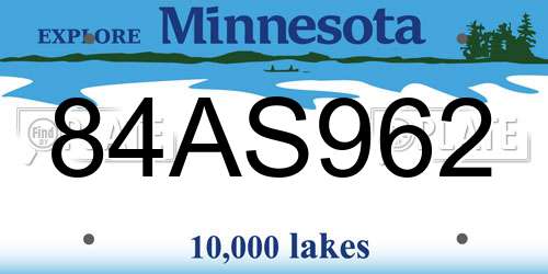 84AS962 Minnesota License Plate