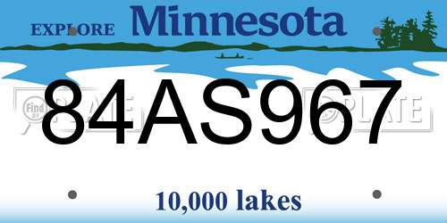 84AS967 Minnesota License Plate