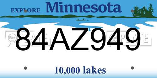 84AZ949 Minnesota License Plate