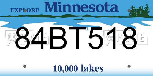 84BT518 Minnesota License Plate