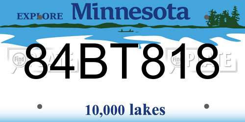 84BT818 Minnesota License Plate