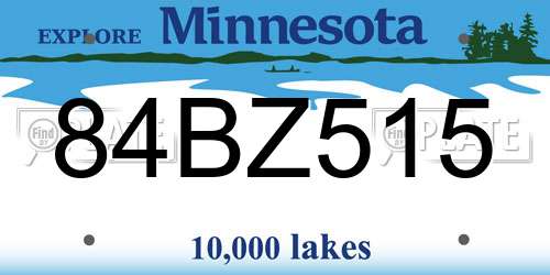 84BZ515 Minnesota License Plate